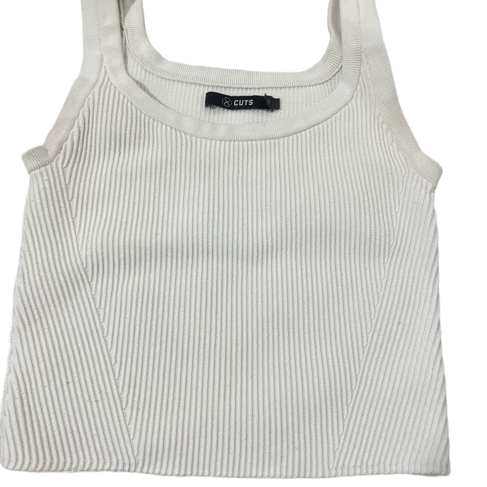 Cuts Clothing Cream Ribbed Crop Tank